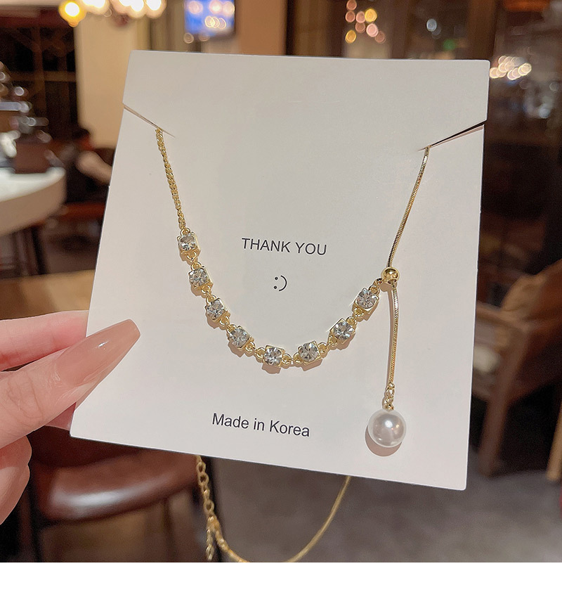 Fashion Geometric Alloy Inlay Artificial Pearls Rhinestones Womenu0027S Necklace 1 Piece