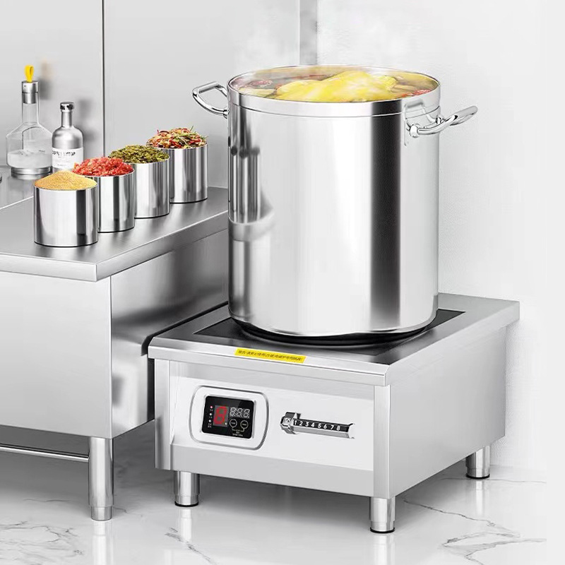 Cocina de Inducción comercial de 8000W, estufa cóncava feroz de restaurante de alta potencia, cantimplora comercial, restaurante de comida rápida, fabricante de Cocina de Inducción cóncava