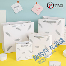 礼袋新款手提袋 圣诞节礼品袋ins风羽毛韩国服装店袋子现货批发