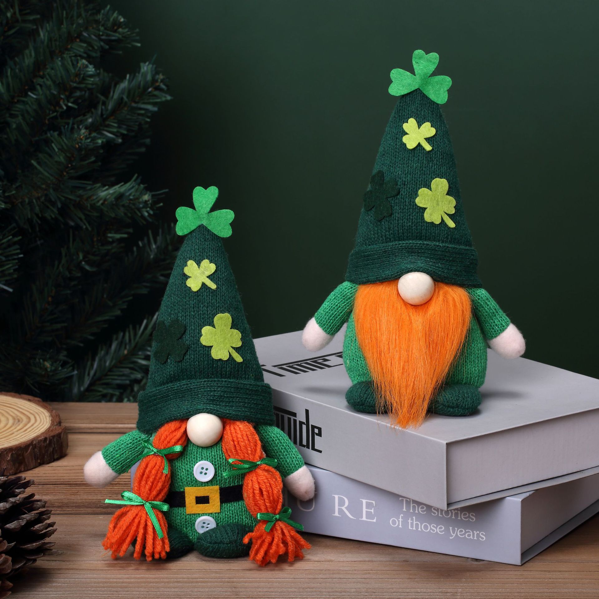 Green Leaf Festival Irish Guardian Santo Patrick Clover sombrero de punto pareja muñeca fiesta Decoración