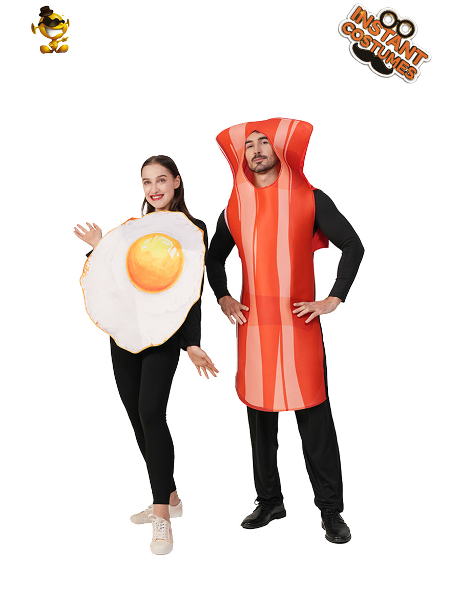 Halloween pareja de adultos huevos fritos tocino ropa de fiesta divertida comida ropa de juego de rol