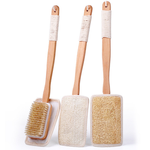 Loofah bath brush, pig bristle long handle bath brush, bath towel, bathroom cleaning supplies, bath artifact brush