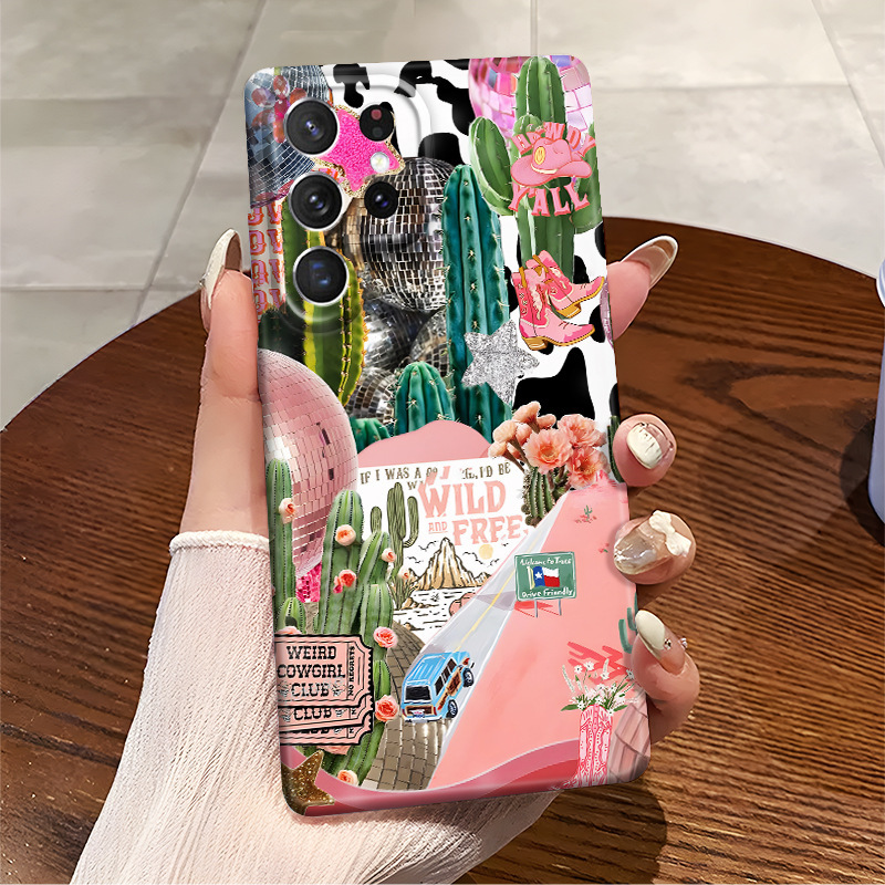 Aliexpress Best-Selling Retro Cactus A03Core Anti-Fall Phone Case Galaxys24Plus Film Protective Cover