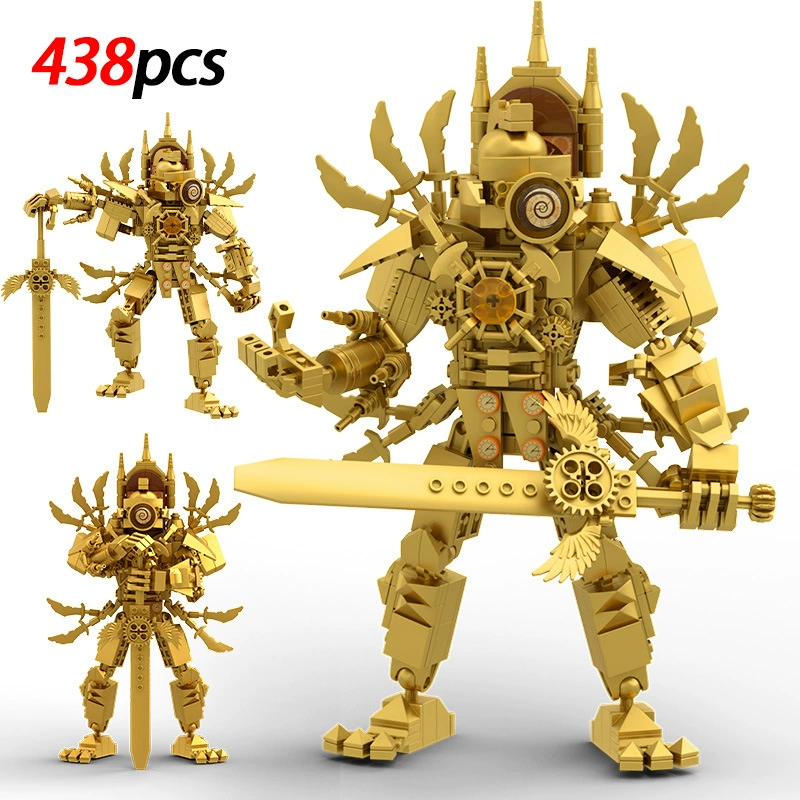 Модульная сборочная фигура серия Titan, множество вариантов включая позолоченные и подвижные минифигуры 12 см