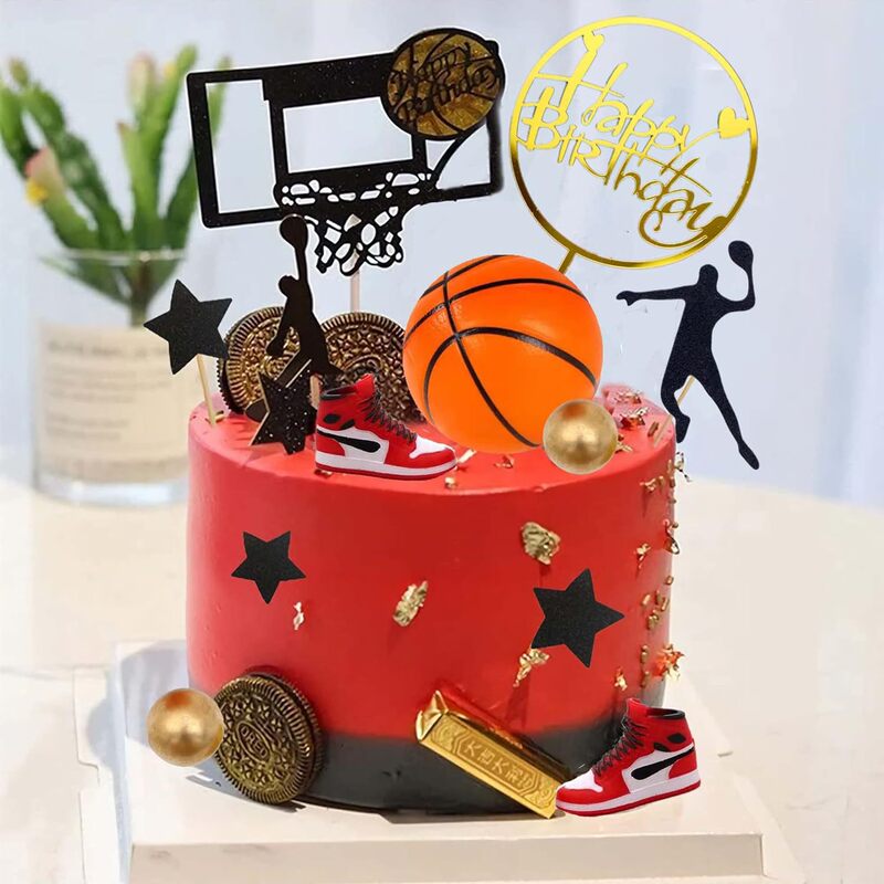Cake Decoration Basketball Shoe Ornaments, Boys' Basketball Team Birthday Dessert Table Decoration, Basketball Cake Topper Inserts Cake Decoration Basketball Shoe Ornaments, Boys' Basketball Team Birthday Dessert Table Decoration, Basketball Cake Topper Inserts