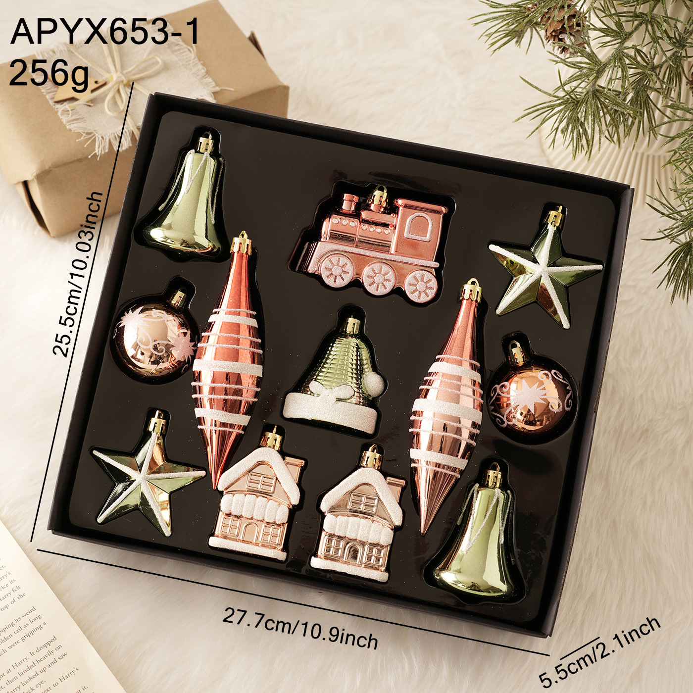 Nuevos productos transfronterizos paquetes de colgantes de bolas de Navidad en caja decoración de árboles de Navidad decoración de atmósfera de vacaciones decoración de colgantes en stock image 7