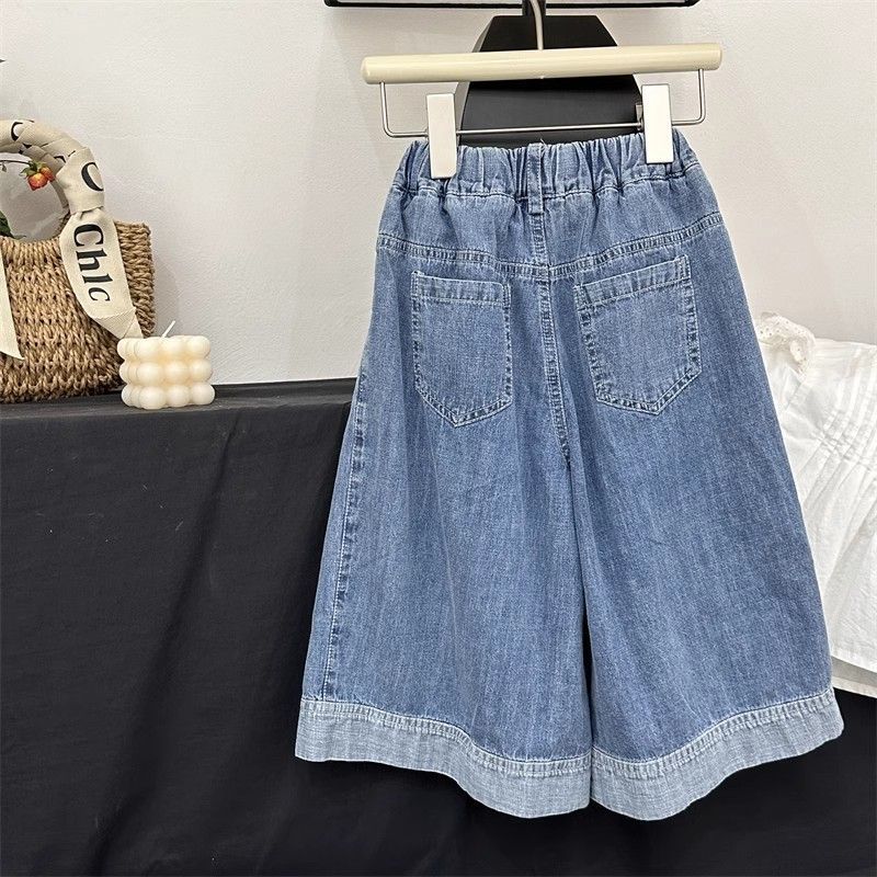 Pantalones vaqueros para niñas estilo fino de verano para niños pantalones anchos sueltos de estilo coreano pantalones casuales de verano para niñas pantalones de pierna recta marea