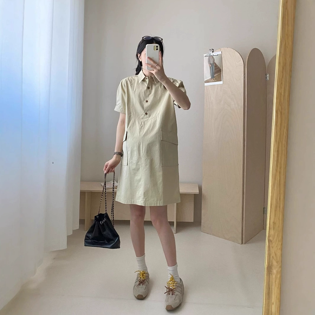 Корейская версия POLO поводка для мамы с половинной пряжкой повседневная одежда для беременных платья летняя мода для сокращения среднего возраста платья для беременных