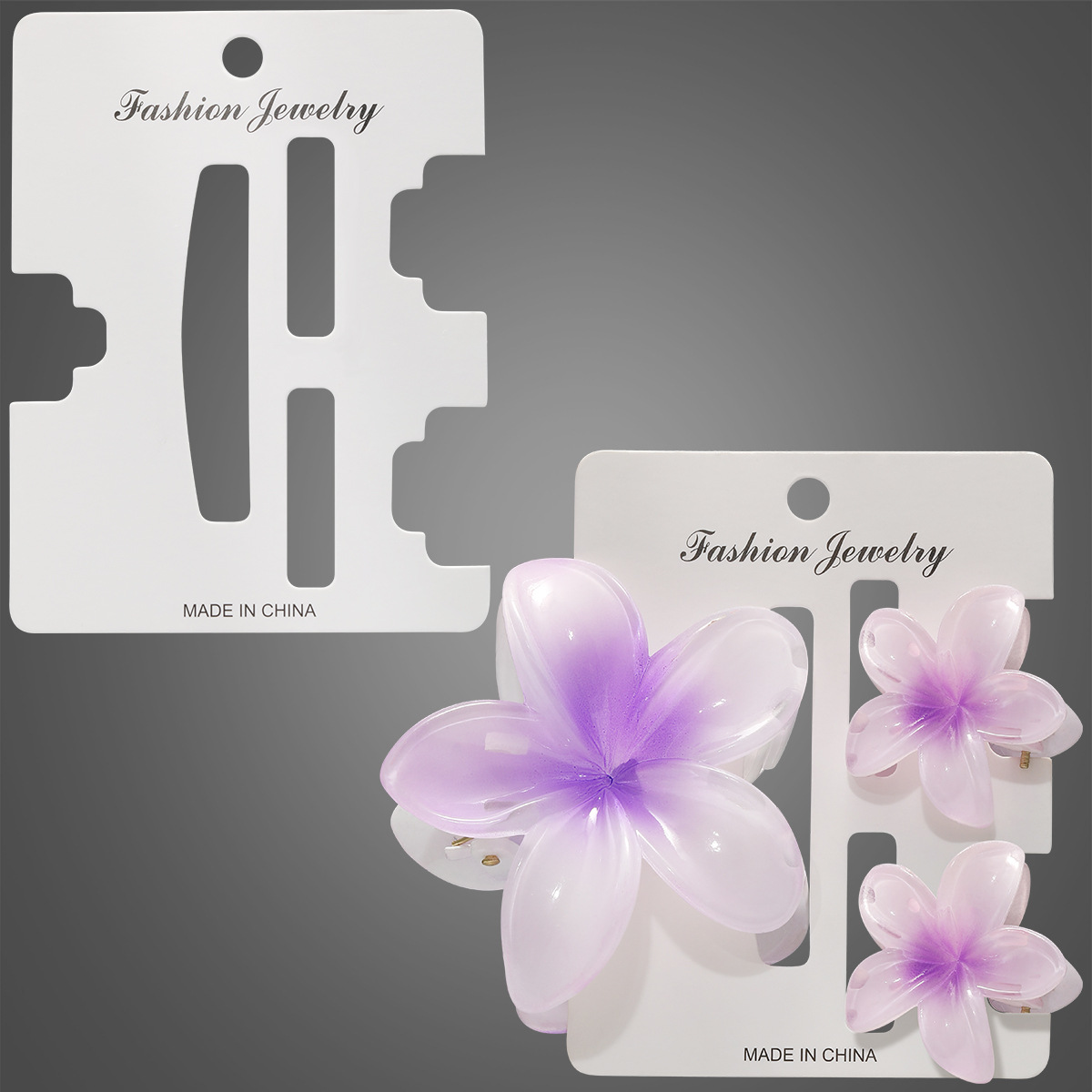 新款流行抓夹发夹发饰卡片鸡蛋花抓夹卡纸吊牌DIY配件3卡位发夹卡