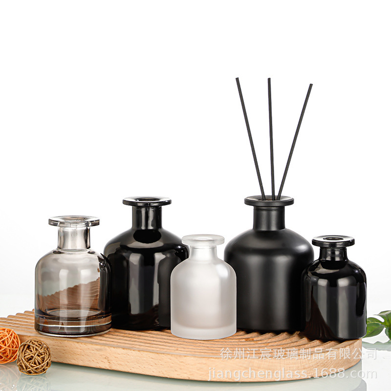 Botella de aromaterapia de barriga transparente sin fuego flor seca color botella de vidrio de aromaterapia de barriga grande botella de aromaterapia de barriga negra de oficina