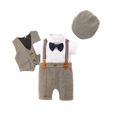 婴幼童礼服宝宝马甲连体哈衣男童西服童装儿童衣服童短袖夏装短袖