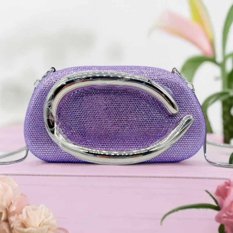 Túi clutch nữ đính kim cương dự tiệc cưới, kiểu dáng thanh lịch, có quai đeo chéo — vàng, sâm panh, bạc, màu xám