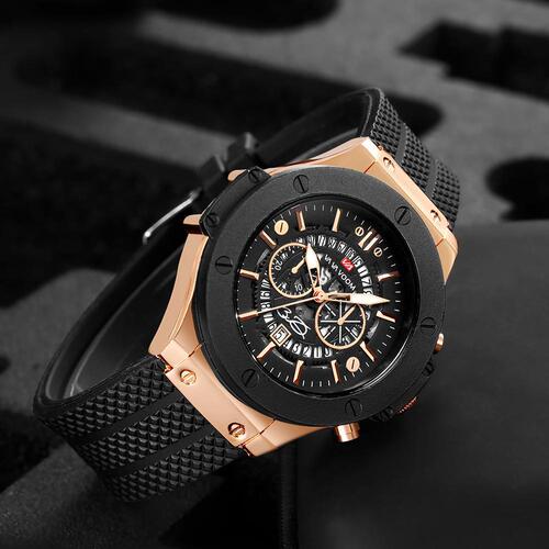 Amazon hollow calendar watch for men waterproof silicone band watch sport sports men's watch