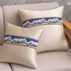 New Chinese style jacquard webbing sofa pillow living room simple light luxury pillow case lace embroidery waist back cushion pillow