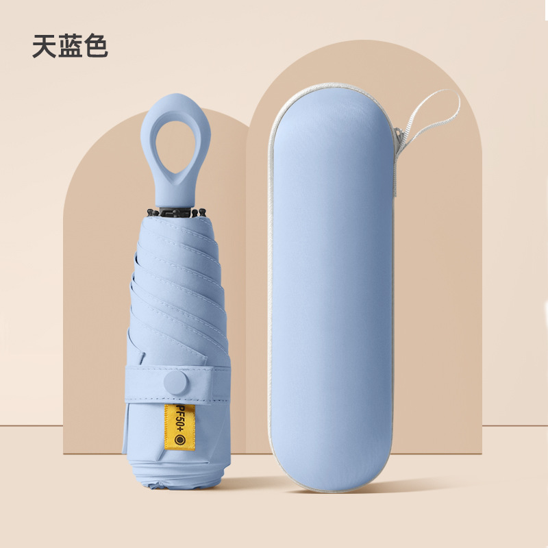 Paraguas Ultraligero Plegable Tipo Cápsula, 5X Protección Solar UV, 8 Varillas, para Sol y Lluvia, para Publicidad.