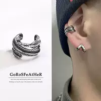 Винтажные Серебряные Зажимы для ушей с перьями, мужские модные персонализированные анти-тайские серебряные одиночные серьги, модные мужские зажимы для ушей