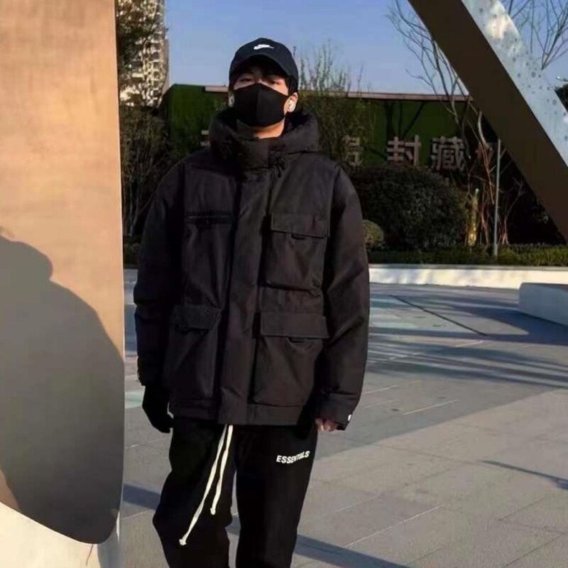 高版本多口袋工装羽绒服申敏儿同款刺绣男女情侣款面包服夹克外套|undefined