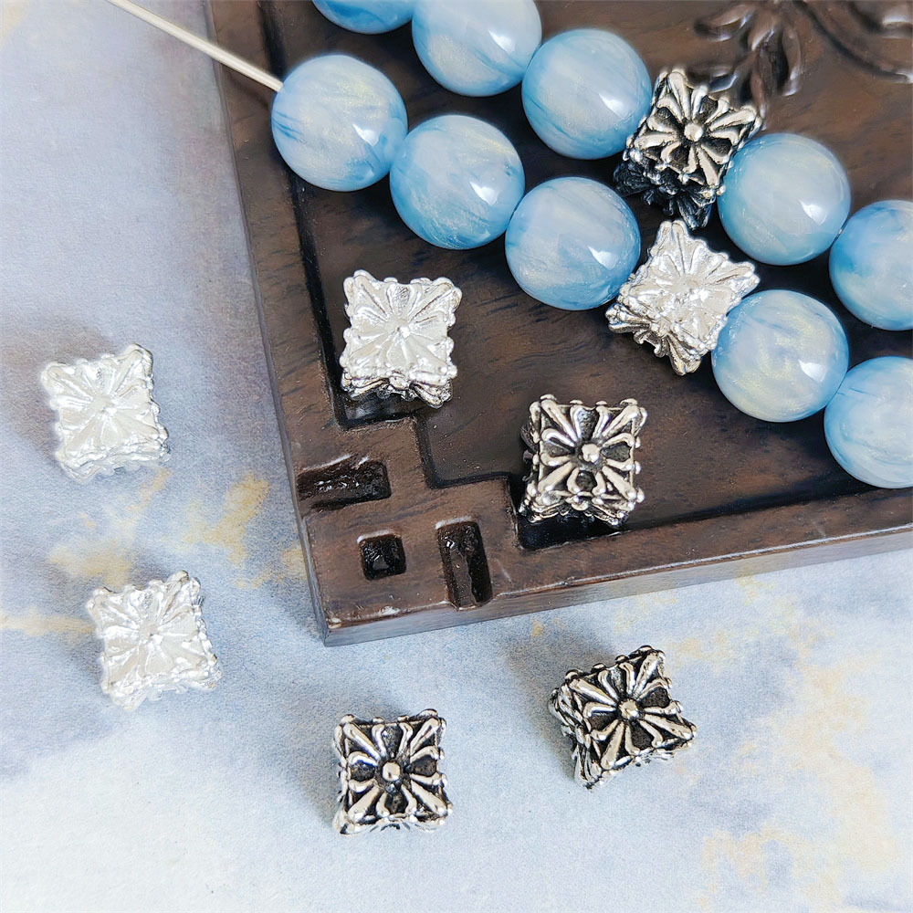 复古合金方块隔珠通孔方形珠子手工diy编织手链项链手串饰品配件