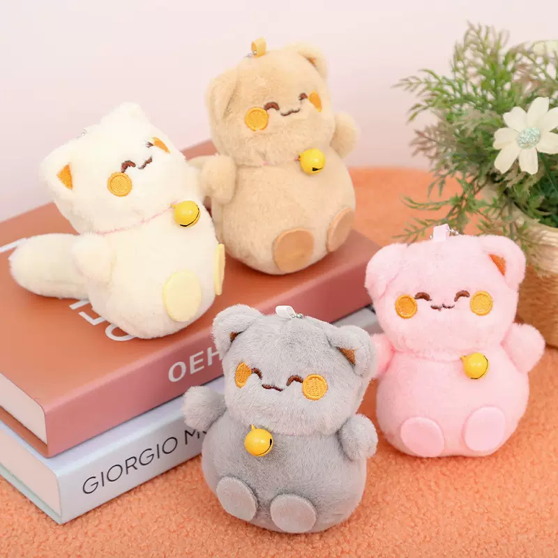 可爱带铃铛小猫公仔挂件钥匙扣猫咪毛绒玩具包包饰品情侣背包挂饰
