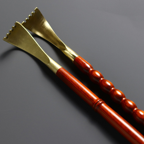 Copper head rosewood tickle stick red wood bamboo joint copper handle no need to ask for scratching solid wood tickle device extended back scratcher 