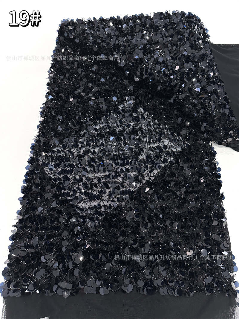 Inventario de malla elástica bordado de sequillas modelo de baile de moda cena vestido de moda tela de ropa