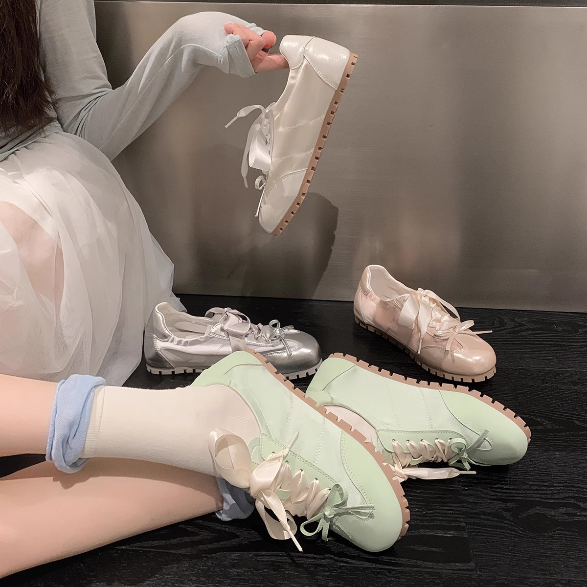 ¡Se lanza el diseño original del ballet Mambo Mint "Tide no South"! Deportes y ocio transpirables Forrest zapatos para mujer