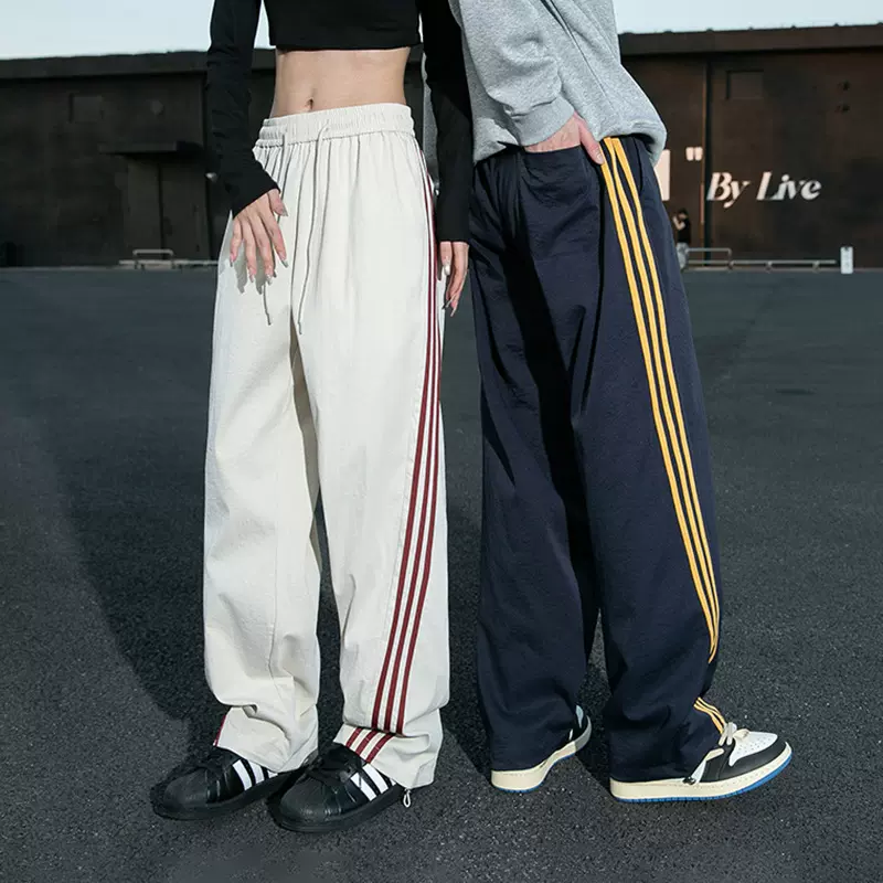 捷展YOU货|撞色条纹美式休闲裤26春季新品男装街头宽松阔腿卫裤