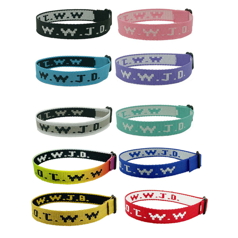 WWJD letter jacquard wristband bracelet unisex sports wristband bracelet adjustable bracelet