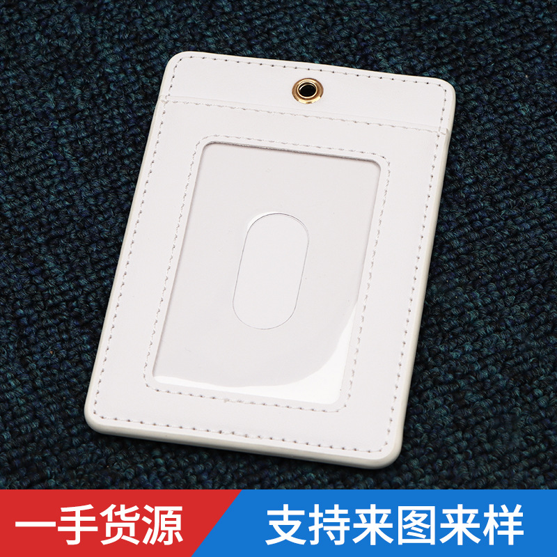 Trabajo de empresa titular de la tarjeta de identificación transparente exposición trabajo de oficina insignia soporte de tarjeta de cuero dibujo y diseño de muestra