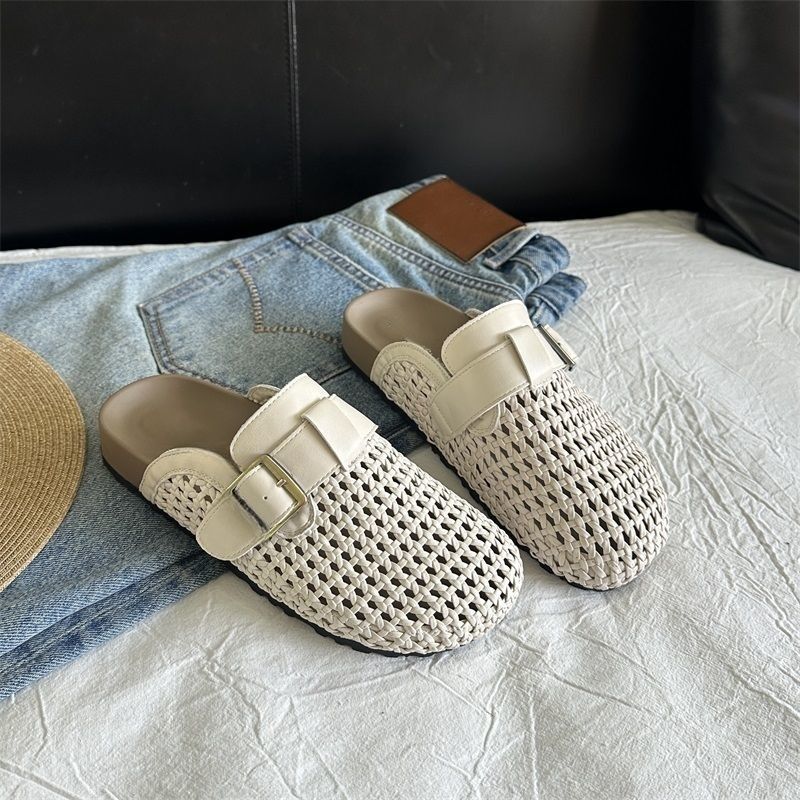 Women's Openwork Woven Breathable Closed Toe Slippers, New Summer 2026 Style, Birken Shoes, Casual Slip On Sandals._voghion.com