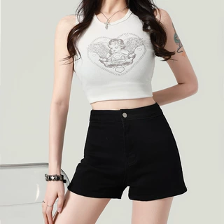 广州货源韩版高腰显瘦阔腿牛仔短裤女夏季辣妹薄款弹力a字热裤