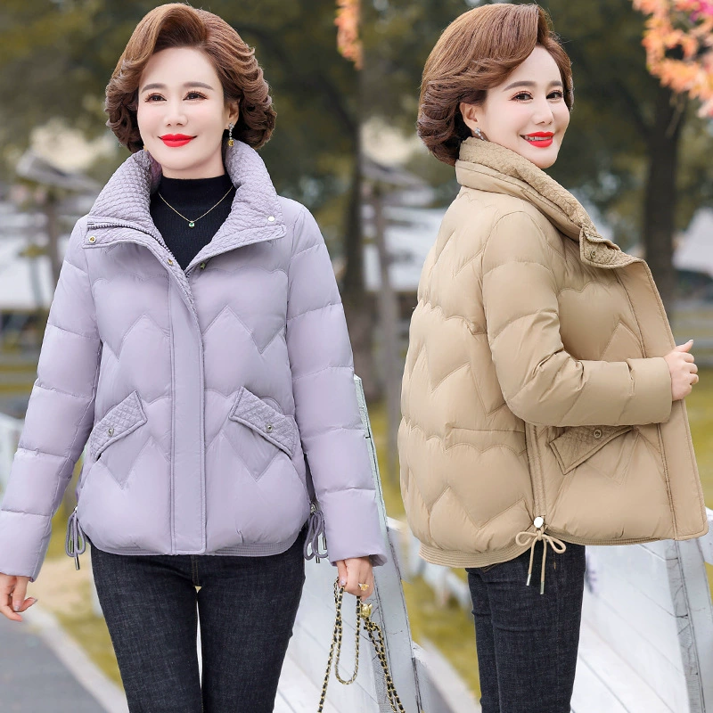 Мама пуховик зимняя куртка короткая мода женщина средних лет белая утка пуховик теплая женщина среднего и пожилого возраста зимний новый
