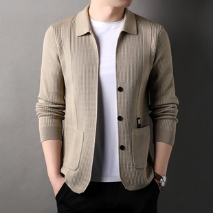 Knitted cardigan men's sweater coat spring new trend men's casual solid color simple coat a generation of hair
