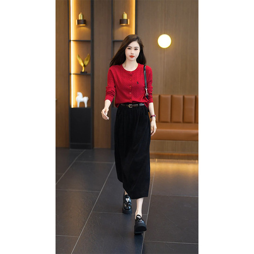 Slimming Sheath Skirt - Autumn New Retro High-Waisted Medium-Length Hip-Hiding Large Swing A-Line Dress