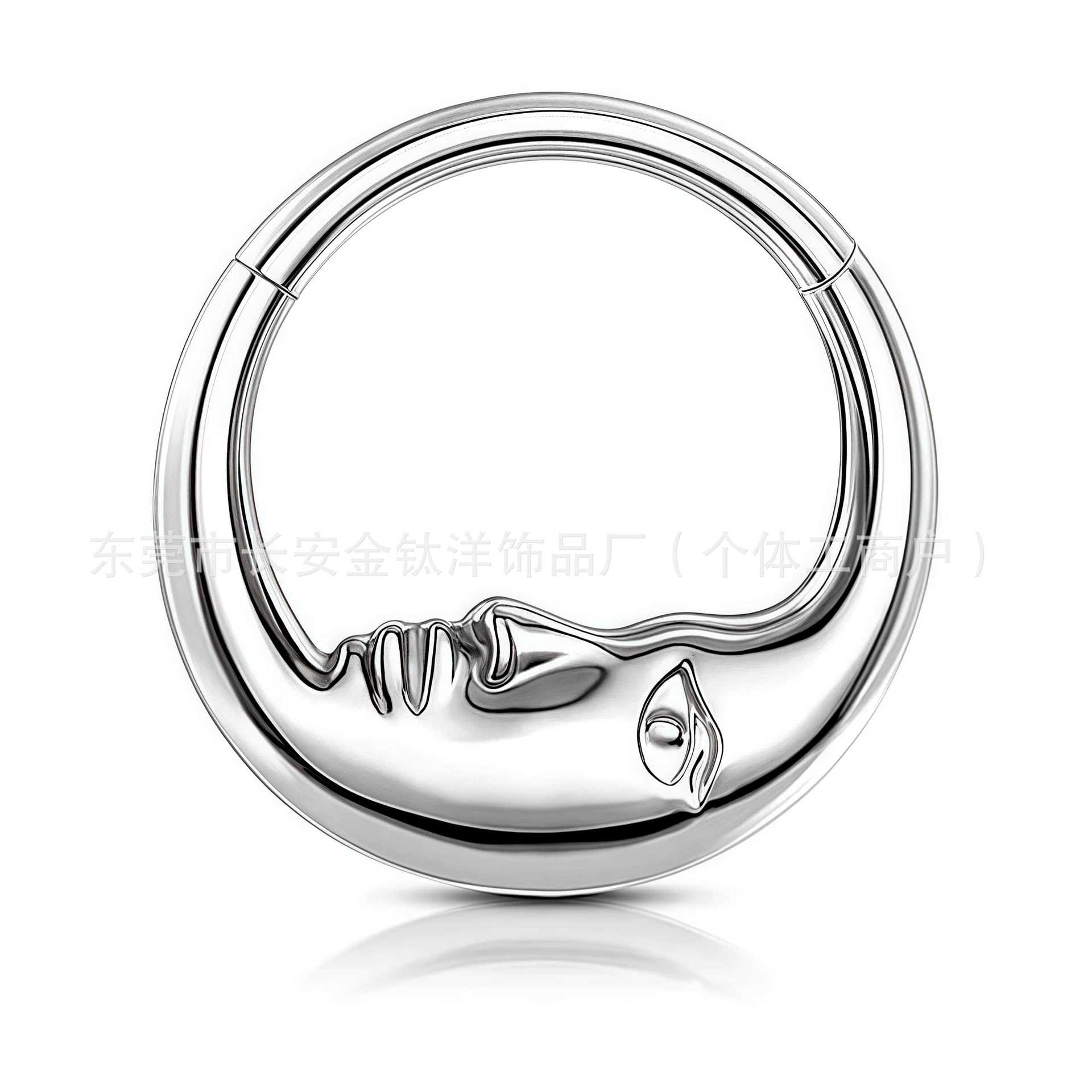 F136 Titanium Smooth Moon Face Ear Cuff Nose Septum Closed Ring Nose Ring Ear Jewelry G23 Titanium Alloy Piercing Jewelry detail image 7