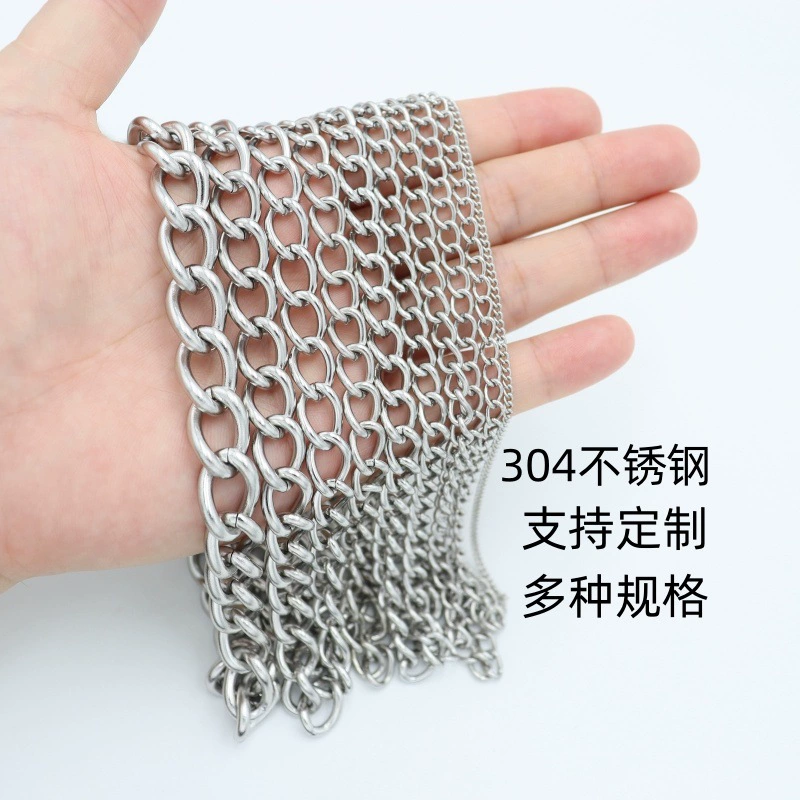 Цепочка из нержавеющей стали 304, цепочка-шнурок, гальванизированная, различные спецификации, для светильников, подвесных цепей, металлическая цепь, подвесная цепь, аксессуары для цепей