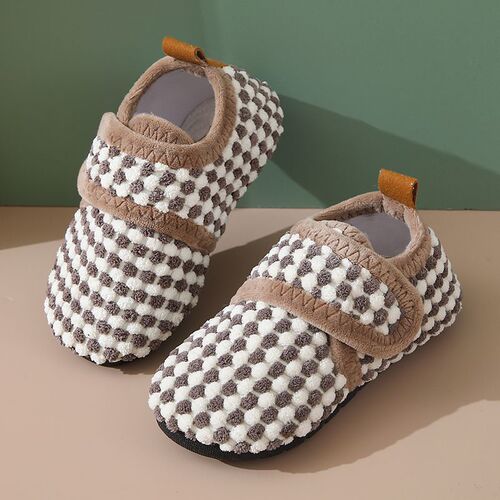 Preschool Indoor Shoes Autumn/Winter New Magic Tabbed Fluffy Shoes Home Floor Cooling Insulation Silent Early Education Anti-Slip