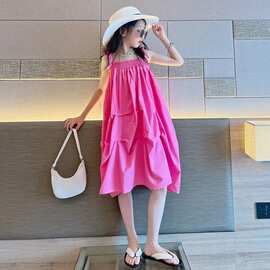 女童连衣裙夏季2024新款洋气儿童装时髦宝宝夏款薄款夏装吊带裙子