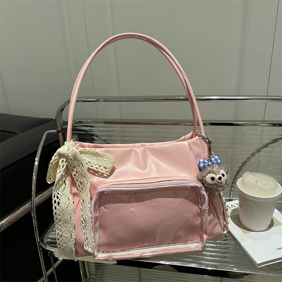 Japanese Ballet Style Ribbon Pain Bag Large Amount of Food Puffy Pain Bag Secondary Soft Sister Tote Bag Relaxation Shoulder Bag