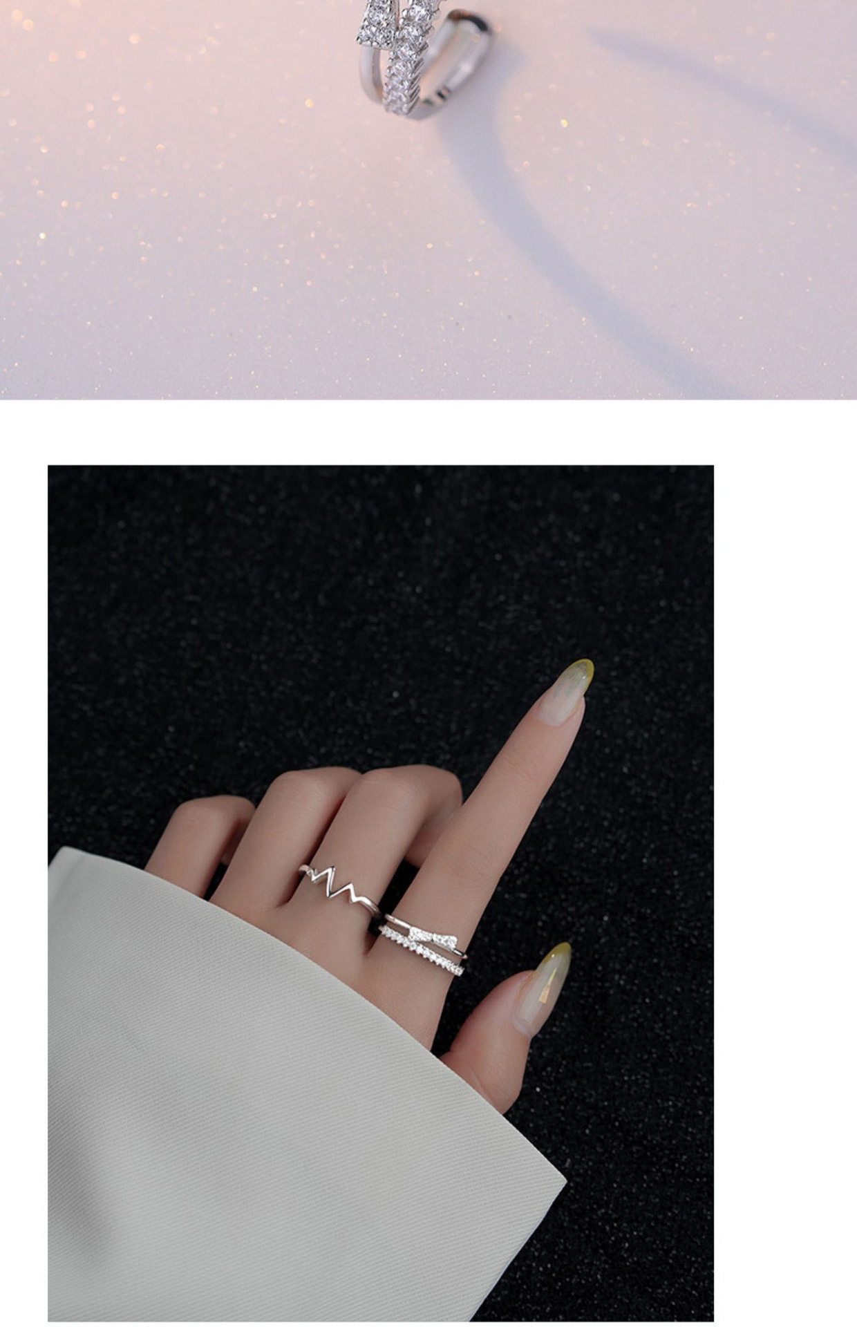 Anello doppio a fiocco per donna stile minimalista moderno_voghion.com