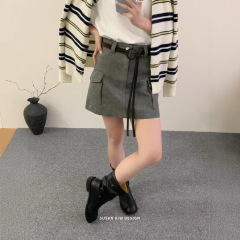 苏珊 韩版双口袋工装a字短裙女2025早秋高腰遮胯显瘦半身裙25075
