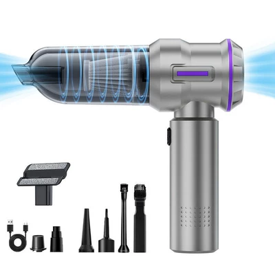 Car vacuum cleaner, small size, high suction power, portable for home and car use, dual-purpose handheld car air blower, wholesale (Tozsoranlar) - silver-purple