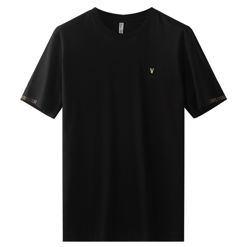 ライトラグジュアリー夏薄い液体アンモニアシルケットコットンクールTシャツメンズ半袖スリムラウンドネックカジュアルシームレス半袖メンズ