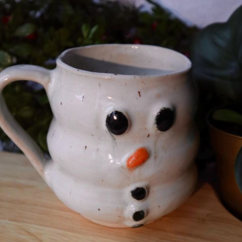 Muñeco de nieve creativo tazas de cerámica de Navidad encantadoras tazas de cerámica mano Qin Sheng tazas de cerámica cubiertos diarios