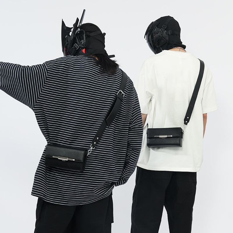 PU盒子包小方包男士包包單肩包男新款潮牌ins斜挎包女潮牌手機包