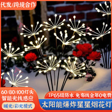 LED太阳能小烟花灯户外庭院草坪圣诞装饰灯地插花瓣灯彩萤火虫灯