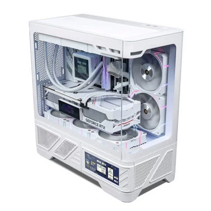 Корпус Valkyrie VK03M Sea View Room M-ATX с прозрачной боковой панелью, 360 мм водяное охлаждение, 6.2" сенсорный экран, белый корпус