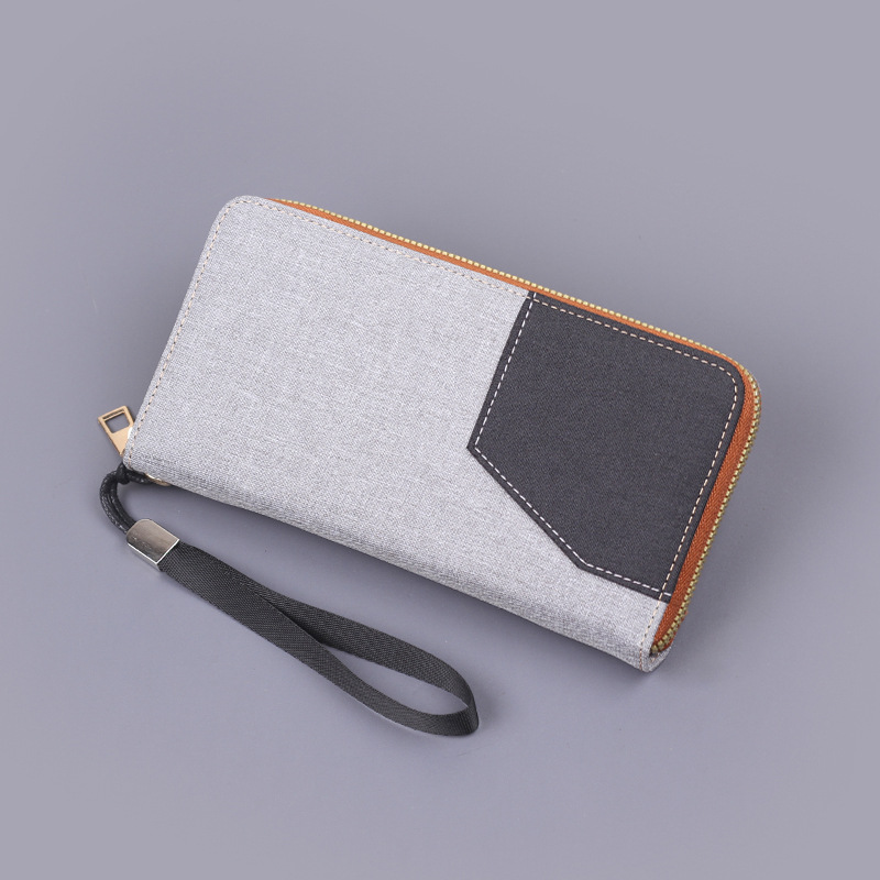 Bolso de mano de hombre, bolso de lona de hombre, bolso de teléfono móvil de hombre, correa de muñeca de color antiguo, bolso de cremallera de hombre largo