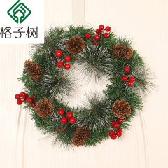 泰クリスマス装飾花輪白松針松果紅果花輪壁掛けデパート掛け装飾