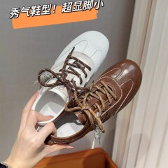 羊皮版~杨幂同款棕色内增高真皮德训鞋女秋季新阿甘鞋复古休闲鞋